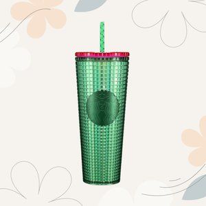 STARBUCKS Spring 2023 Green & Pink Grid Cold Cup Tumbler Venti 24oz *New Release